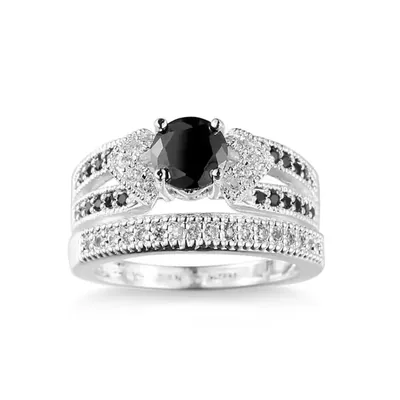 Couple zircon Ring Black white daily wear jewelry